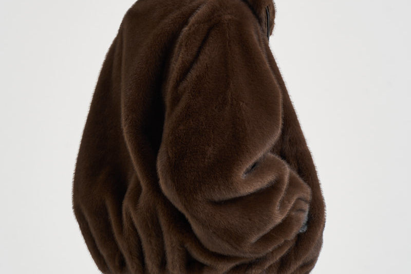 Giacca donna corta in ecopelliccia marrone D431913 PULSE26808 P.a.r.o.s.h. 