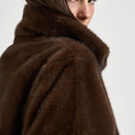 Giacca donna corta in ecopelliccia marrone D431913 PULSE26808 P.a.r.o.s.h. 