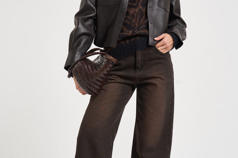 Giacca donna corta in pelle moro D431922S MACIOCK26W086 P.a.r.o.s.h. 
