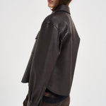 Giacca donna corta in pelle moro D431922S MACIOCK26W086 P.a.r.o.s.h. 