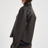 Giacca donna corta in pelle moro D431922S MACIOCK26W086 P.a.r.o.s.h. 