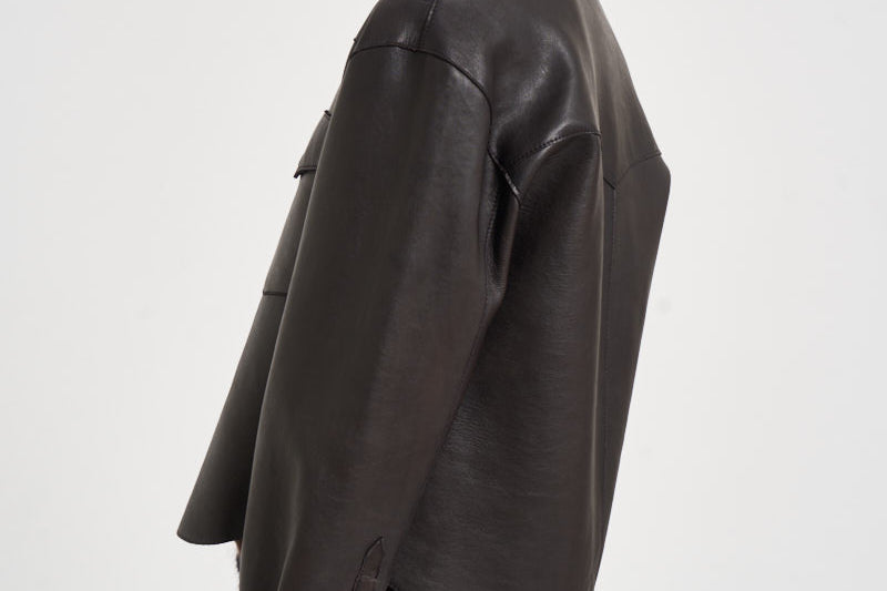 Giacca donna corta in pelle moro D431922S MACIOCK26W086 P.a.r.o.s.h. 