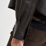 Giacca donna corta in pelle moro D431922S MACIOCK26W086 P.a.r.o.s.h. 