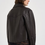 Giacca donna corta in pelle moro D431922S MACIOCK26W086 P.a.r.o.s.h. 