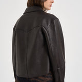 Giacca donna corta in pelle moro D431922S MACIOCK26W086 P.a.r.o.s.h. 