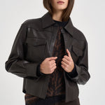 Giacca donna corta in pelle moro D431922S MACIOCK26W086 P.a.r.o.s.h. 