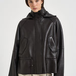 Giacca donna in pelle con coulisse moro D431924S MACIOCK26W086 P.a.r.o.s.h. 