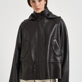 Giacca donna in pelle con coulisse moro D431924S MACIOCK26W086 P.a.r.o.s.h. 