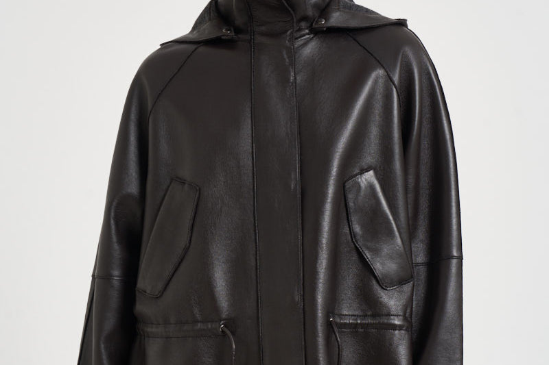 Giacca donna in pelle con coulisse moro D431924S MACIOCK26W086 P.a.r.o.s.h. 