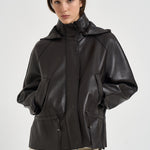 Giacca donna in pelle con coulisse moro D431924S MACIOCK26W086 P.a.r.o.s.h. 