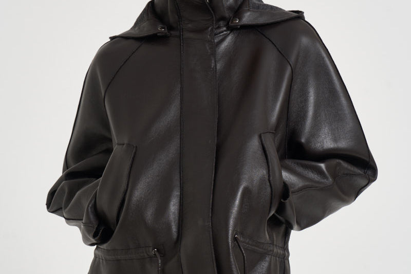 Giacca donna in pelle con coulisse moro D431924S MACIOCK26W086 P.a.r.o.s.h. 