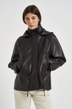 Giacca donna in pelle con coulisse moro D431924S MACIOCK26W086 P.a.r.o.s.h. 
