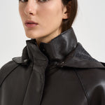 Giacca donna in pelle con coulisse moro D431924S MACIOCK26W086 P.a.r.o.s.h. 