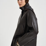 Giacca donna in pelle con coulisse moro D431924S MACIOCK26W086 P.a.r.o.s.h. 