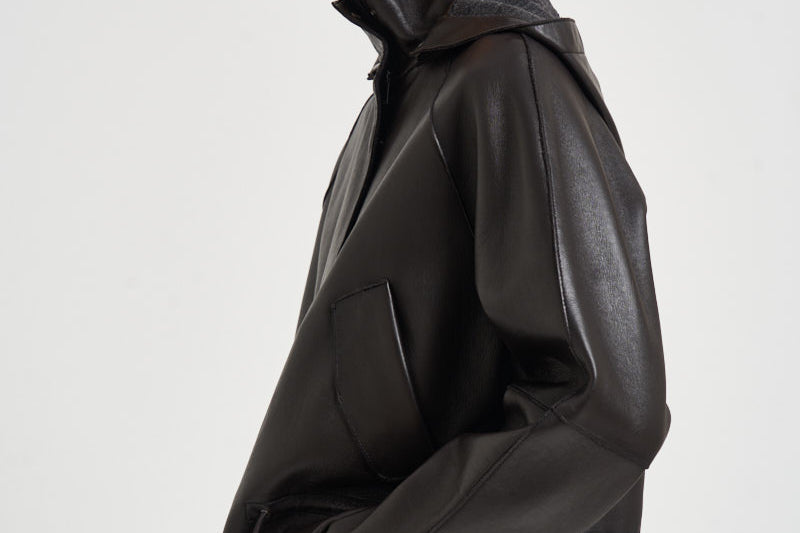 Giacca donna in pelle con coulisse moro D431924S MACIOCK26W086 P.a.r.o.s.h. 