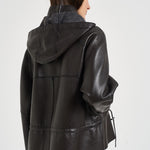 Giacca donna in pelle con coulisse moro D431924S MACIOCK26W086 P.a.r.o.s.h. 