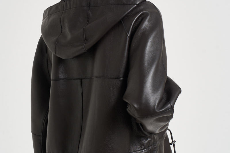 Giacca donna in pelle con coulisse moro D431924S MACIOCK26W086 P.a.r.o.s.h. 