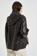 Giacca donna in pelle con coulisse moro D431924S MACIOCK26W086 P.a.r.o.s.h. 