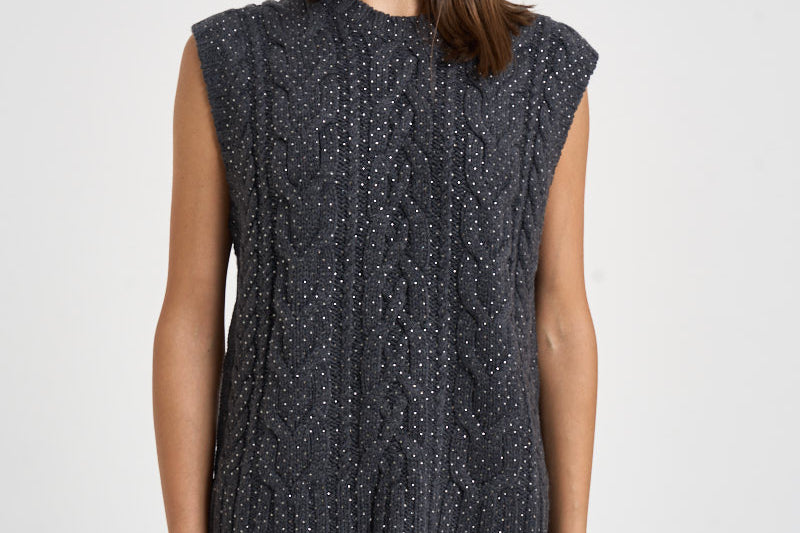 Gilet donna in maglia grigio antracite D500753 LADYBRIL020 P.a.r.o.s.h. 