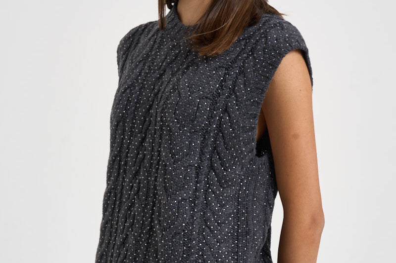 Gilet donna in maglia grigio antracite D500753 LADYBRIL020 P.a.r.o.s.h. 