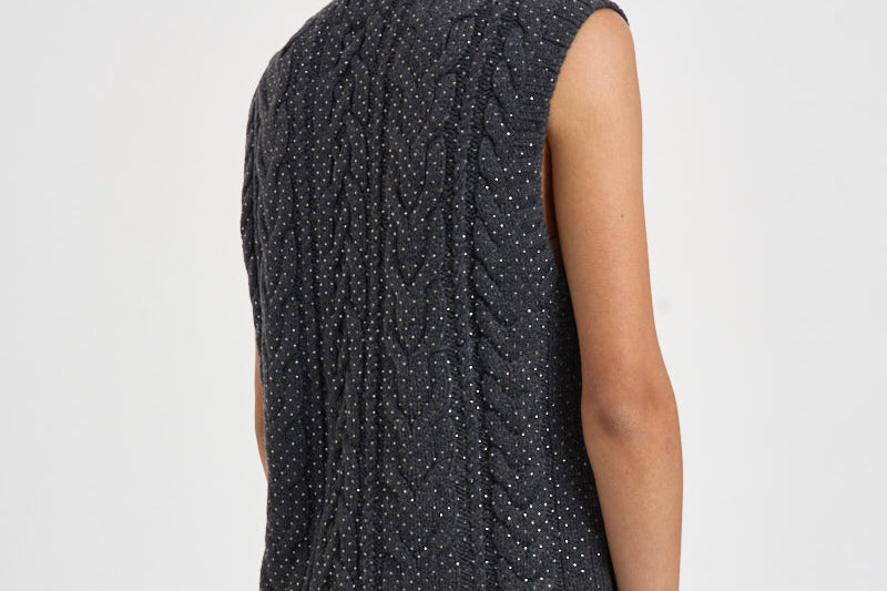 Gilet donna in maglia grigio antracite D500753 LADYBRIL020 P.a.r.o.s.h. 