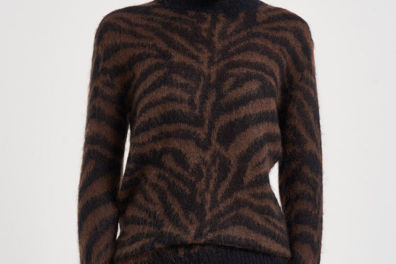 Maglia donna in mohair marrone e nero D510418 LAMU813 P.a.r.o.s.h. 
