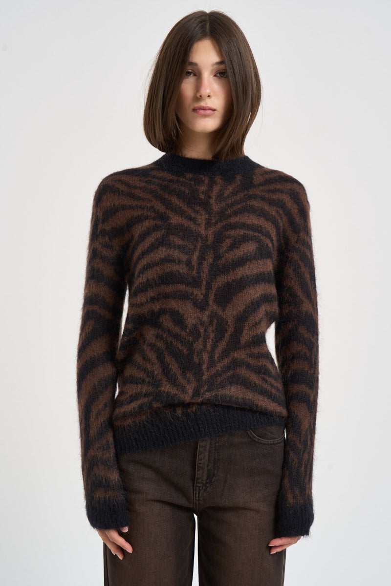 Maglia donna in mohair marrone e nero D510418 LAMU813 P.a.r.o.s.h. 