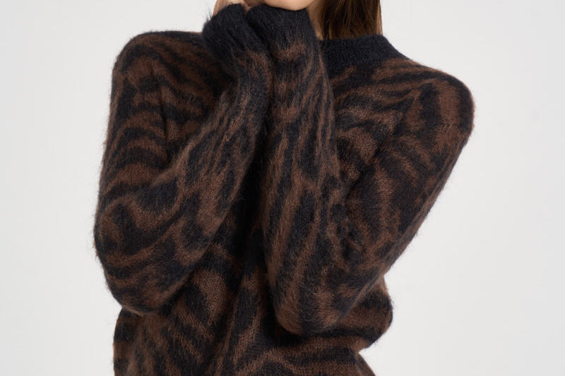 Maglia donna in mohair marrone e nero D510418 LAMU813 P.a.r.o.s.h. 