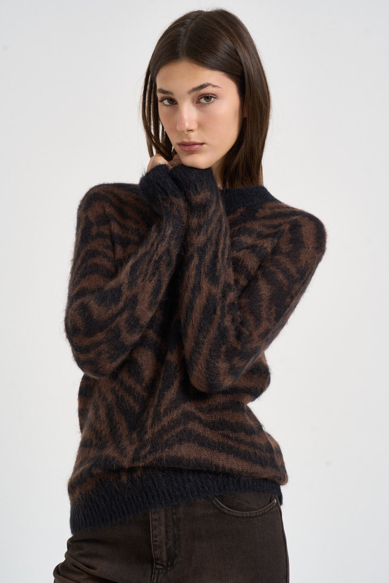 Maglia donna in mohair marrone e nero D510418 LAMU813 P.a.r.o.s.h. 