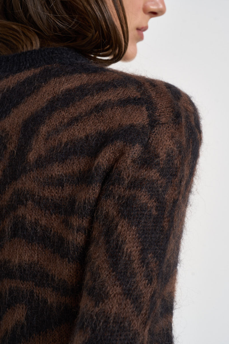 Maglia donna in mohair marrone e nero D510418 LAMU813 P.a.r.o.s.h. 