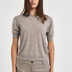 Maglia donna a maniche corte tortora mélange D540995 LARK014 P.a.r.o.s.h. 