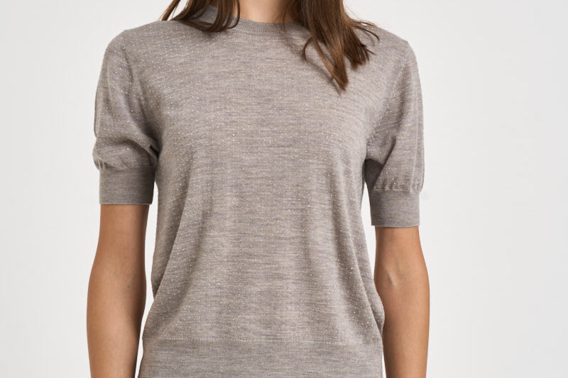 Maglia donna a maniche corte tortora mélange D540995 LARK014 P.a.r.o.s.h. 