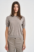 Maglia donna a maniche corte tortora mélange D540995 LARK014 P.a.r.o.s.h. 