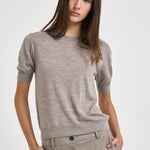 Maglia donna a maniche corte tortora mélange D540995 LARK014 P.a.r.o.s.h. 