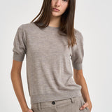 Maglia donna a maniche corte tortora mélange D540995 LARK014 P.a.r.o.s.h. 