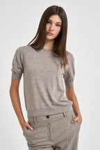 Maglia donna a maniche corte tortora mélange D540995 LARK014 P.a.r.o.s.h. 
