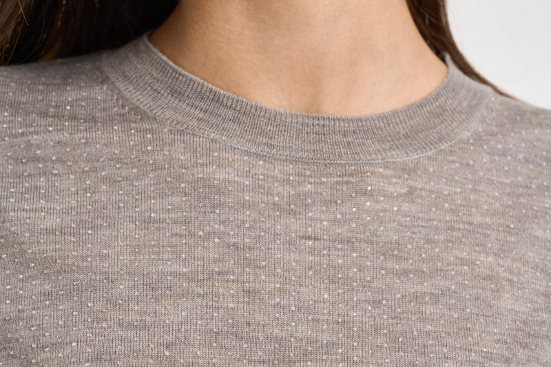 Maglia donna a maniche corte tortora mélange D540995 LARK014 P.a.r.o.s.h. 