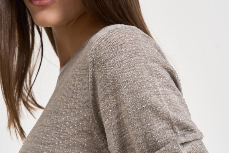 Maglia donna a maniche corte tortora mélange D540995 LARK014 P.a.r.o.s.h. 
