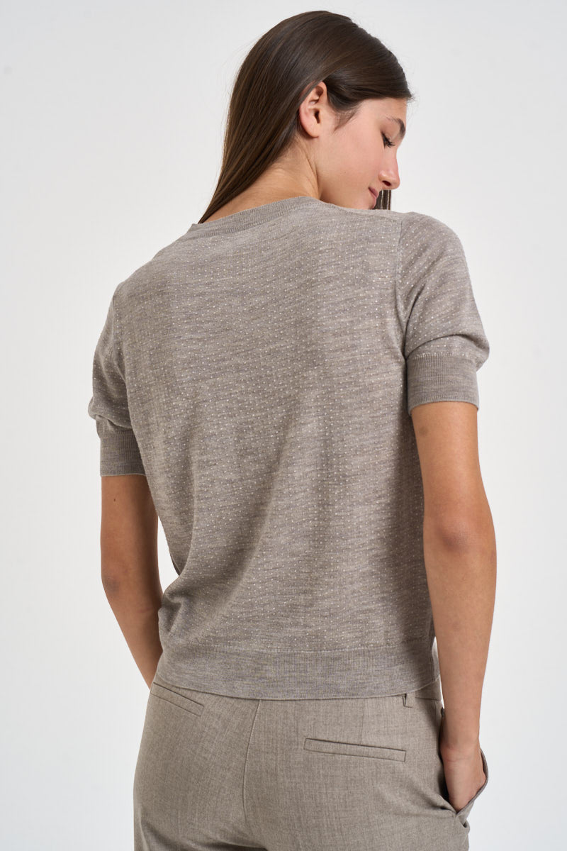Maglia donna a maniche corte tortora mélange D540995 LARK014 P.a.r.o.s.h. 
