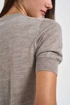 Maglia donna a maniche corte tortora mélange D540995 LARK014 P.a.r.o.s.h. 