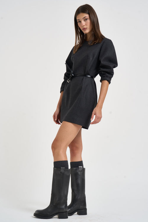 Abito donna corto maniche baloon grigio D726186 LUDY020 P.a.r.o.s.h. 
