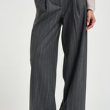 Pantalone donna in flanella di lana grigio gessato A04790 05702972 PESERICO 