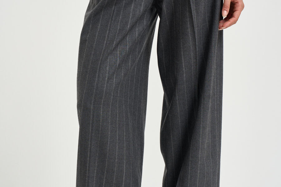 Pantalone donna in flanella di lana grigio gessato A04790 05702972 PESERICO 