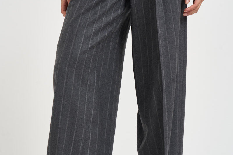 Pantalone donna in flanella grigio gessato A04790 05702972 PESERICO 