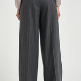 Pantalone donna in flanella di lana grigio gessato A04790 05702972 PESERICO 