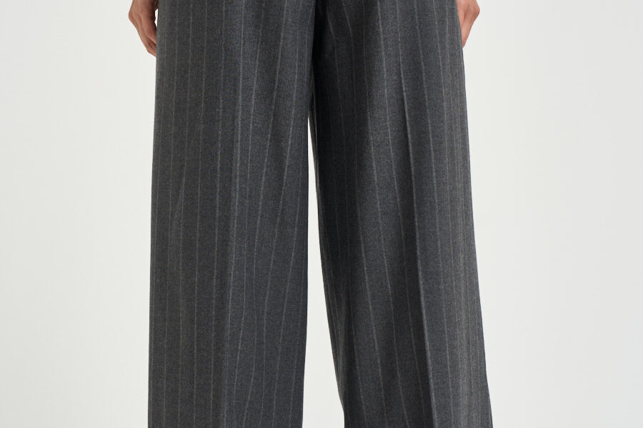 Pantalone donna in flanella di lana grigio gessato A04790 05702972 PESERICO 