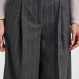 Pantalone donna in flanella di lana grigio gessato A04790 05702972 PESERICO 