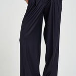 Pantaloni donna in twill lucido blu notte A04798 06461861 PESERICO 