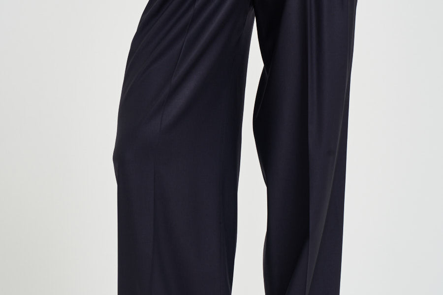 Pantaloni donna in twill lucido blu notte A04798 06461861 PESERICO 
