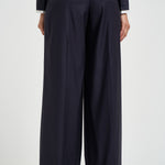 Pantaloni donna in twill lucido blu notte A04798 06461861 PESERICO 